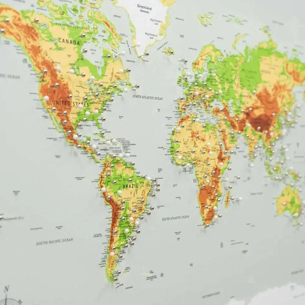 Other wall decoration - World Map on Canvas - Physical Black Frame M - ENJOY THE WOOD