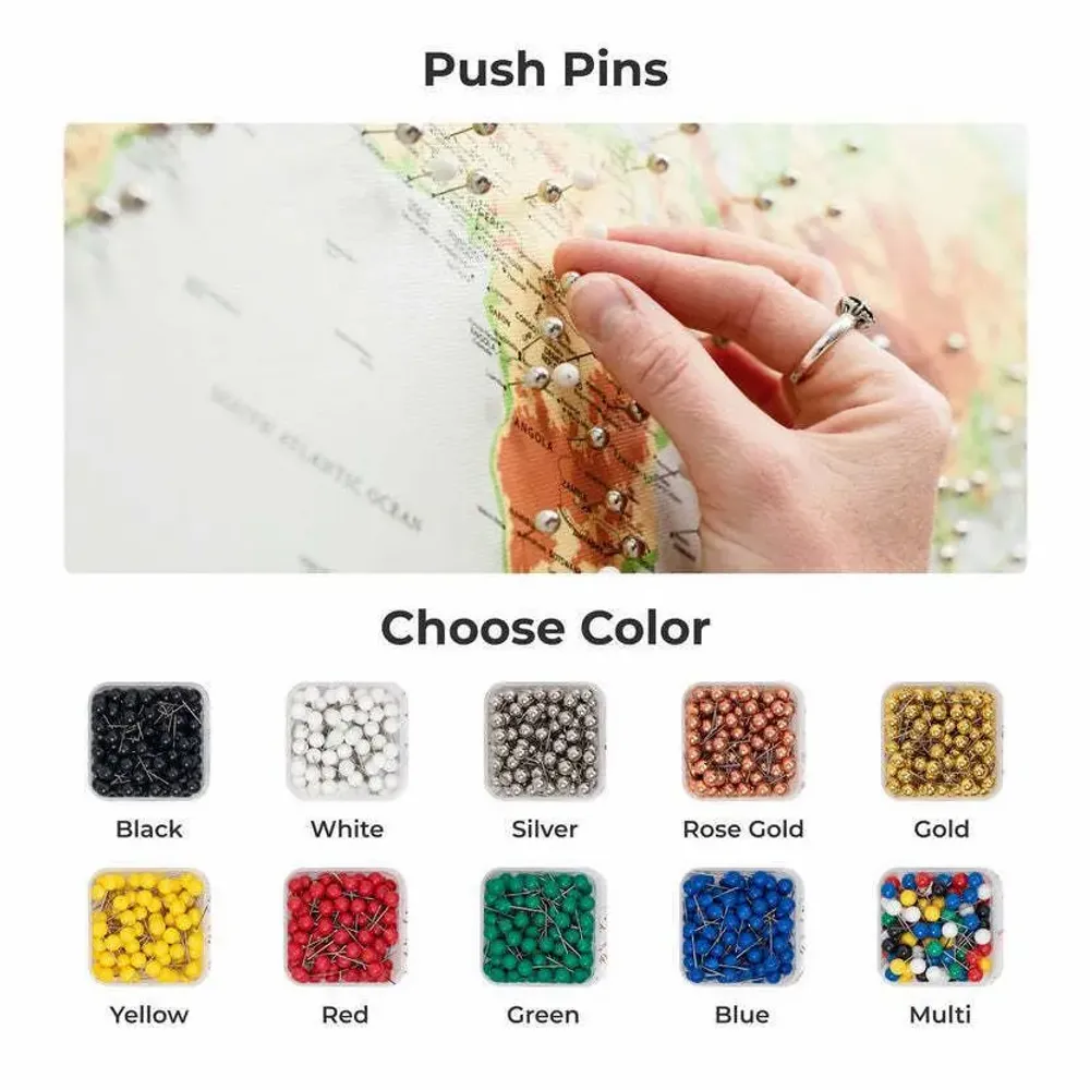 Other wall decoration - World Map on Canvas - Physical White Frame L - ENJOY THE WOOD