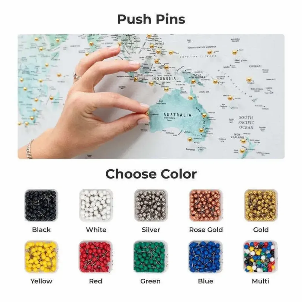 Other wall decoration - World Map on Canvas - Sky Blue White Frame - M - ENJOY THE WOOD