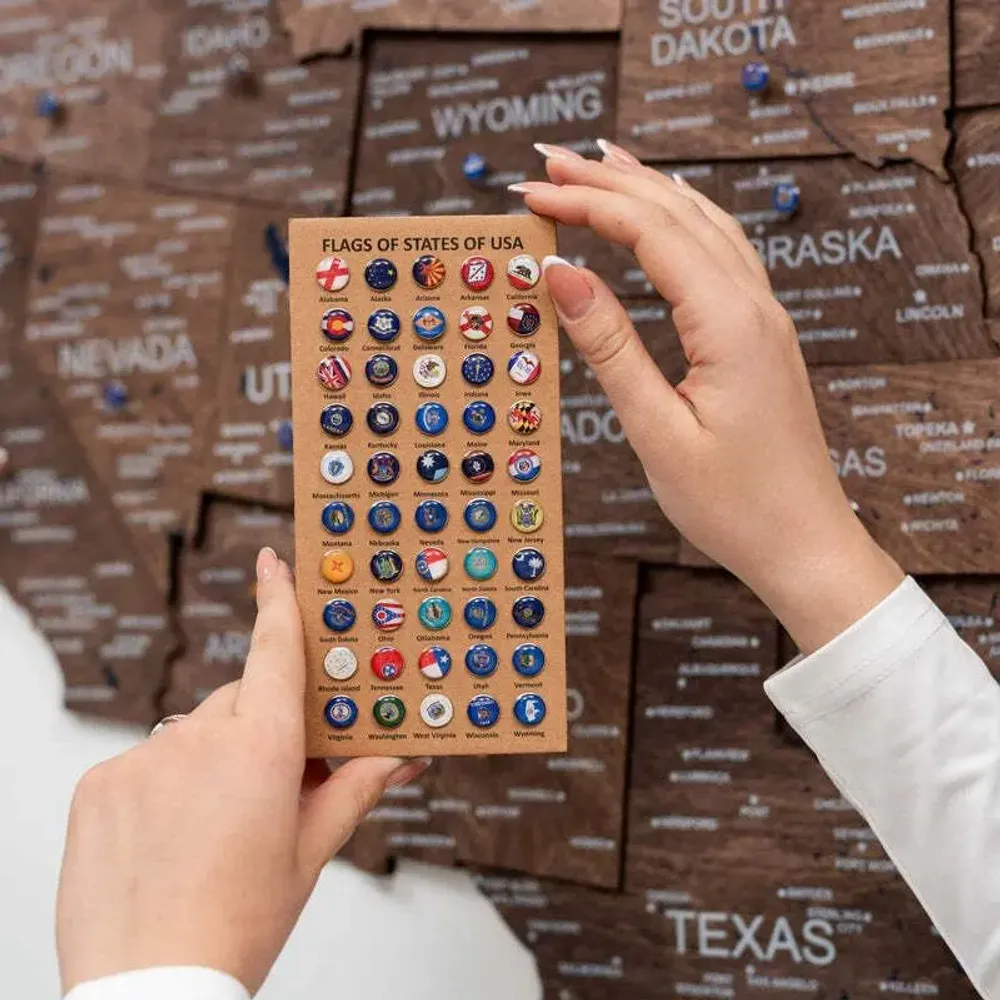 Other wall decoration - Wooden 3d Map of USA - Dark Walnut M Blank - ENJOY THE WOOD