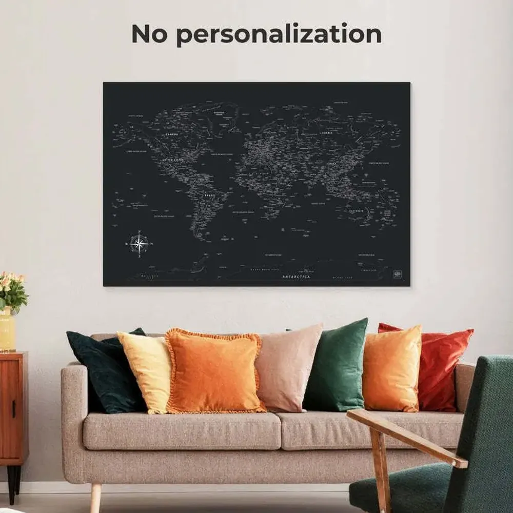 Autres décorations murales - Carte du Monde sur Toile L Personnalisation Cadre Noir Onyx - ENJOY THE WOOD