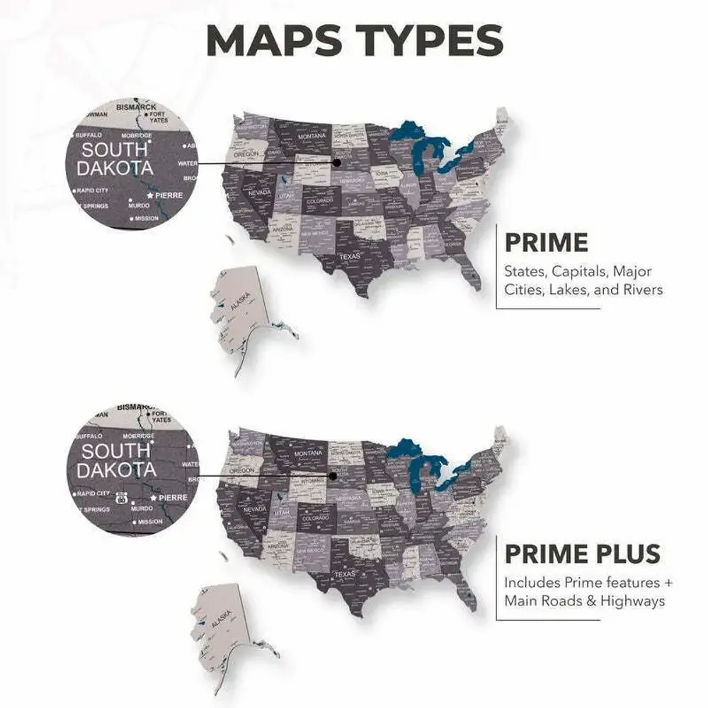 Other wall decoration - Wooden 3d LED 3.0 Map of USA - Nordik L Prime Plus EU - ENJOY THE WOOD