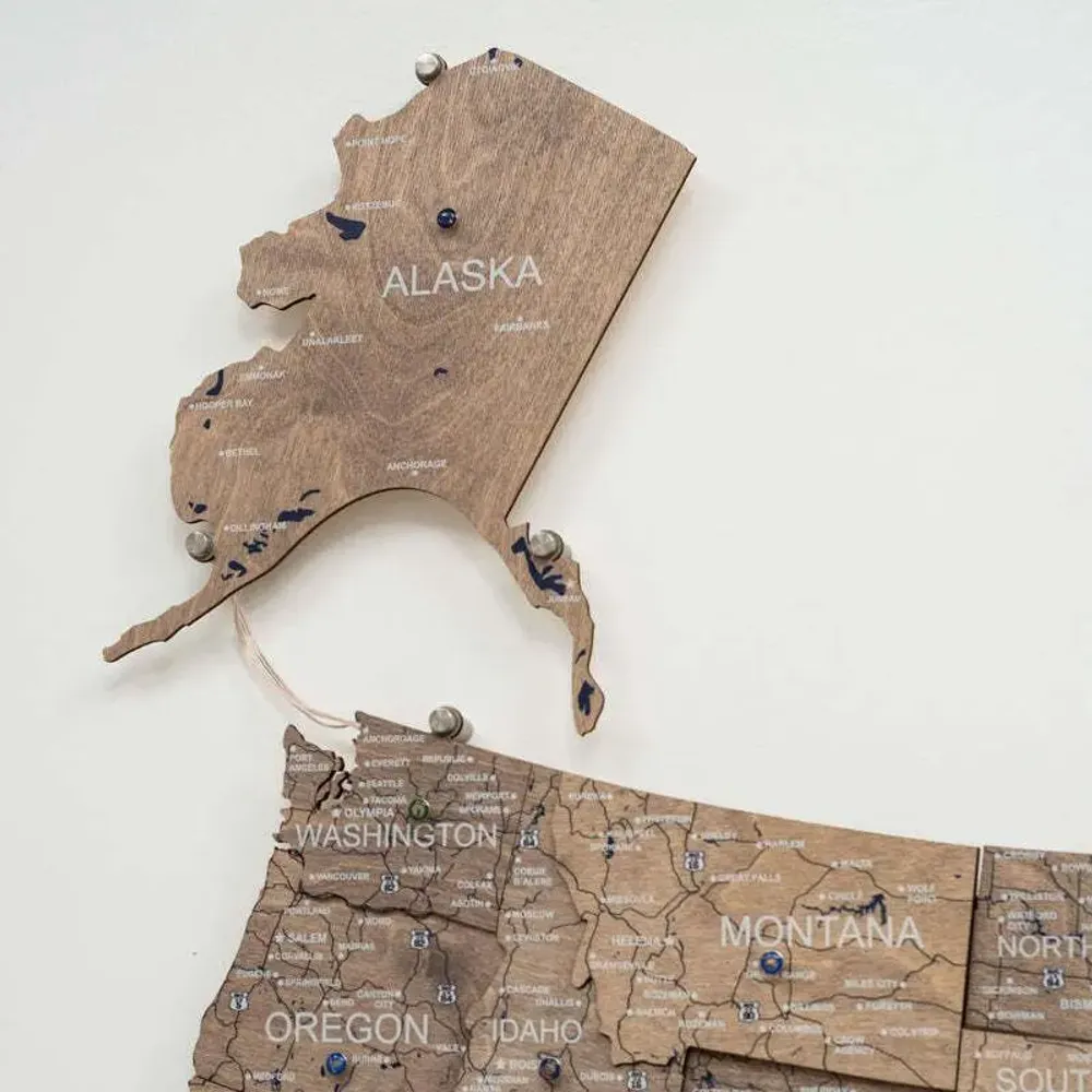 Other wall decoration - Wooden 3d LED Map of USA - Terra L Prime Plus EU - ENJOY THE WOOD