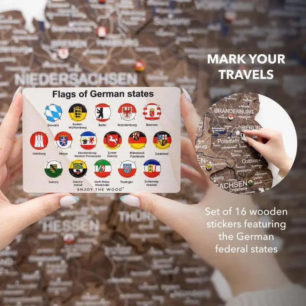 Other wall decoration - 3D Germany Wooden Map Dark Walnut S Prime - ENJOY THE WOOD