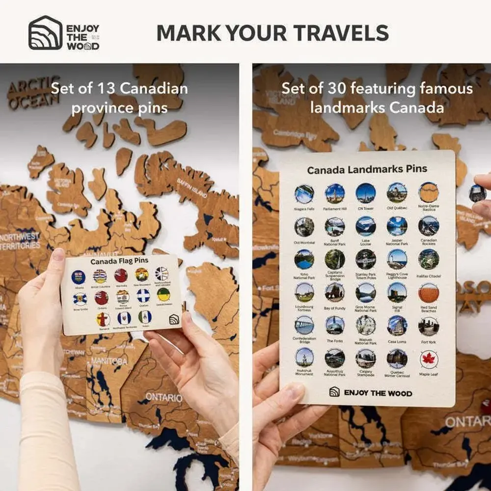 Other wall decoration - 3D Canada Wooden Map Oak M Blank - ENJOY THE WOOD