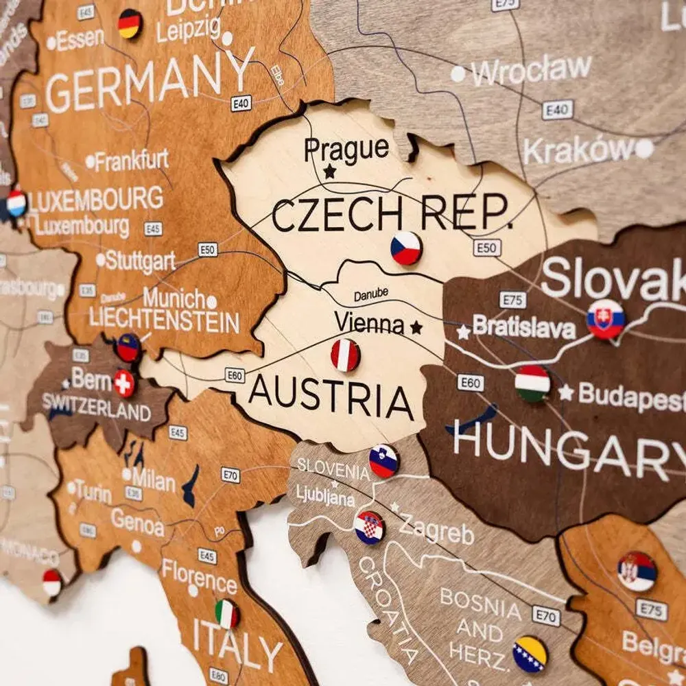 Other wall decoration - 3D Europe Wooden Map Multicolor S Prime - ENJOY THE WOOD