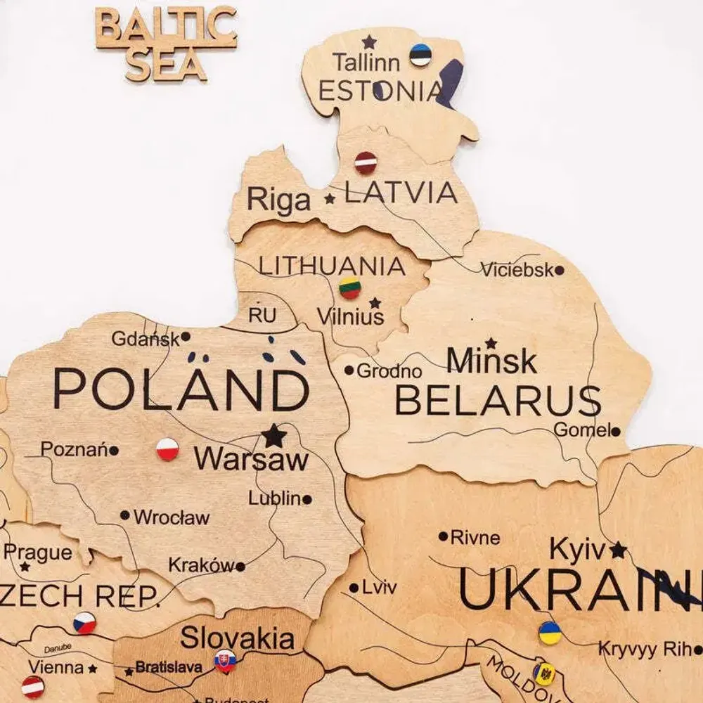 Other wall decoration - 3D Europe Wooden Map Gold S Blank - ENJOY THE WOOD