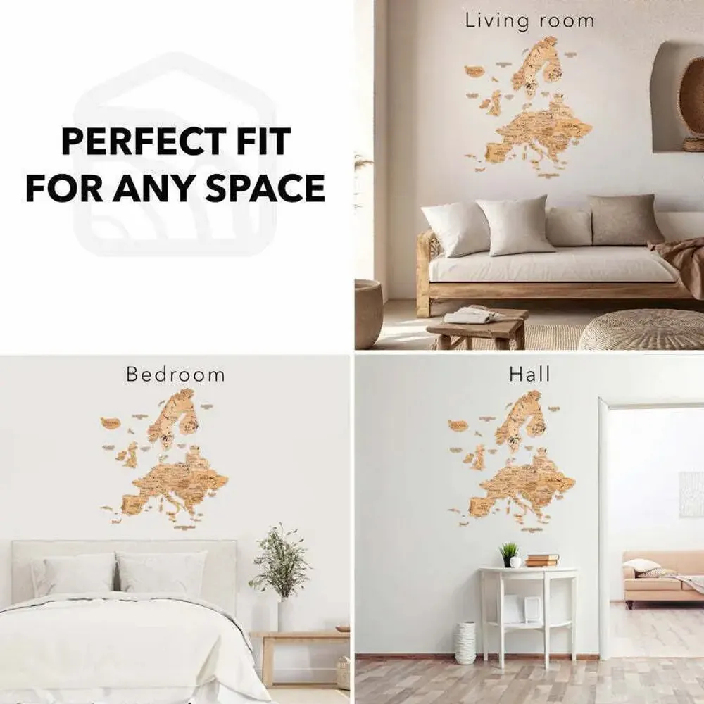 Other wall decoration - 3D Europe Wooden Map Gold S Blank - ENJOY THE WOOD