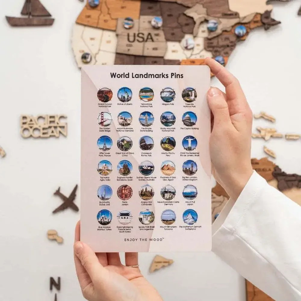 Decorative objects - Wooden World Landmarks Pins - ENJOY THE WOOD