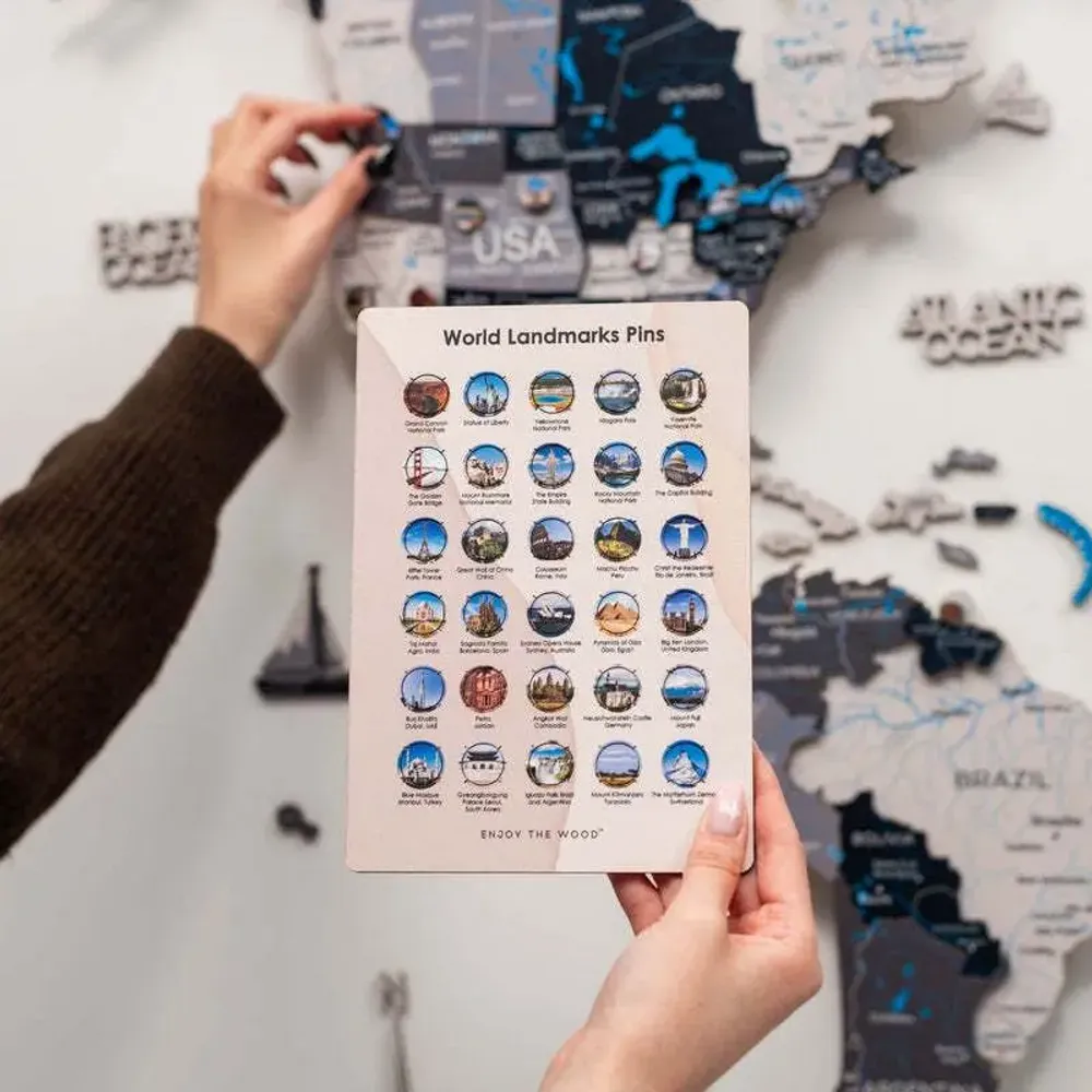Decorative objects - Wooden World Landmarks Pins - ENJOY THE WOOD