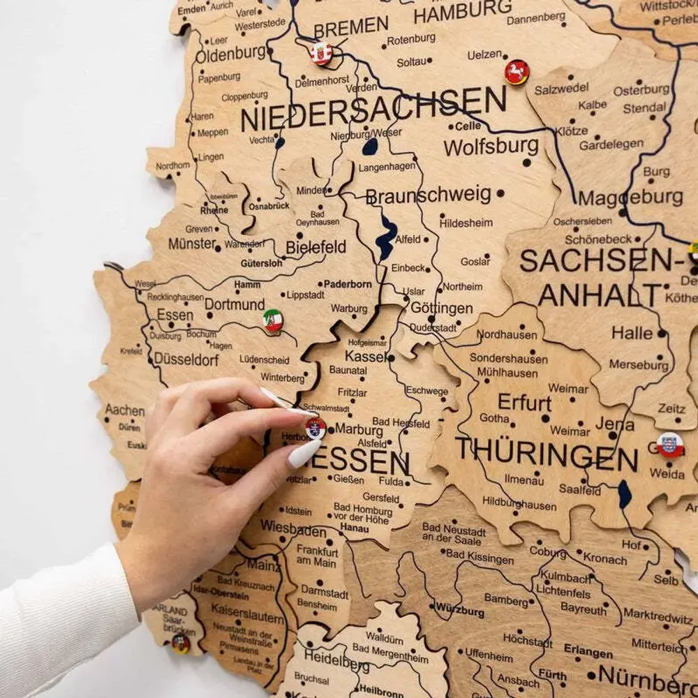 Other wall decoration - 3D Germany Wooden Map Gold M Prime - ENJOY THE WOOD