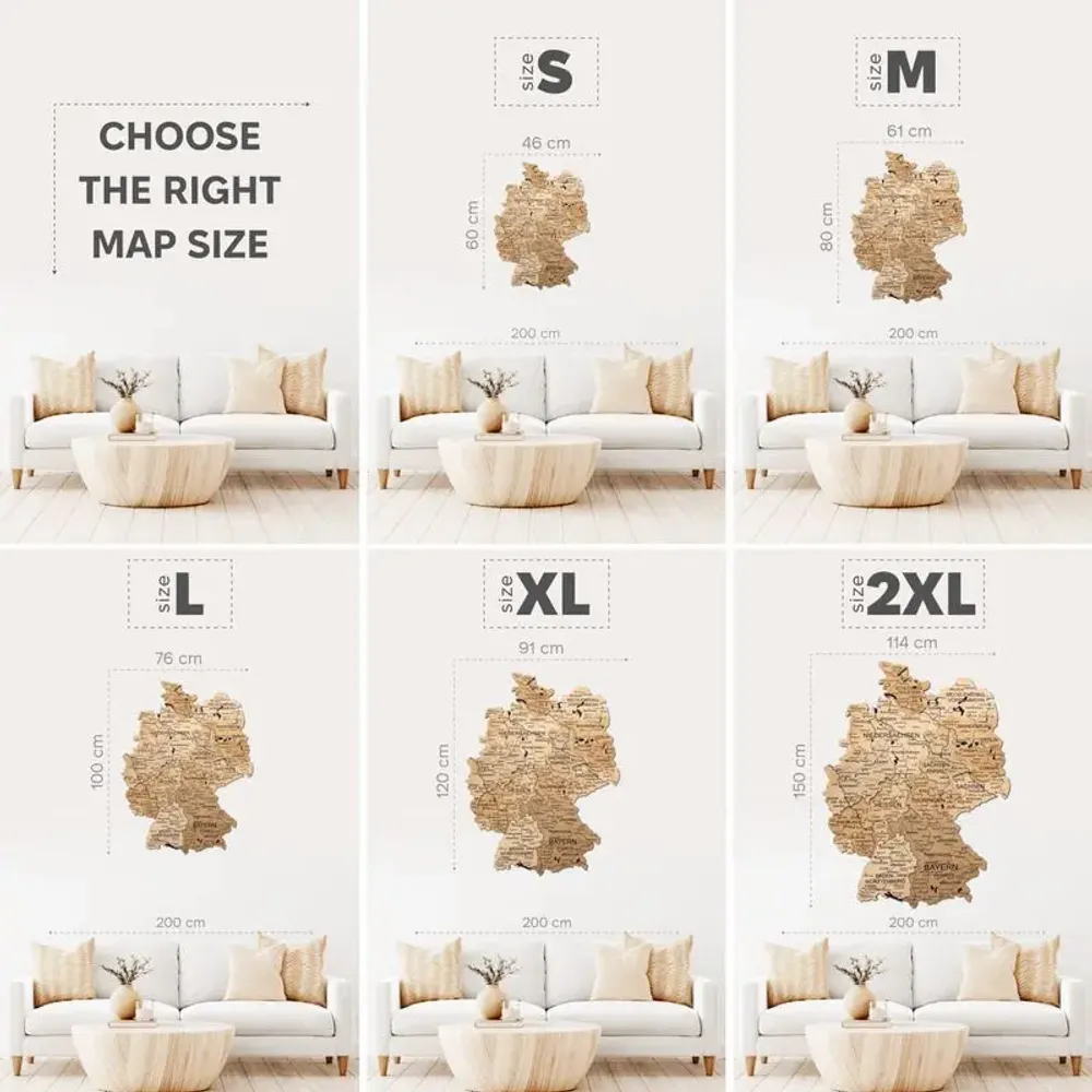 Other wall decoration - 3D Germany Wooden Map Gold XL Prime Plus - ENJOY THE WOOD