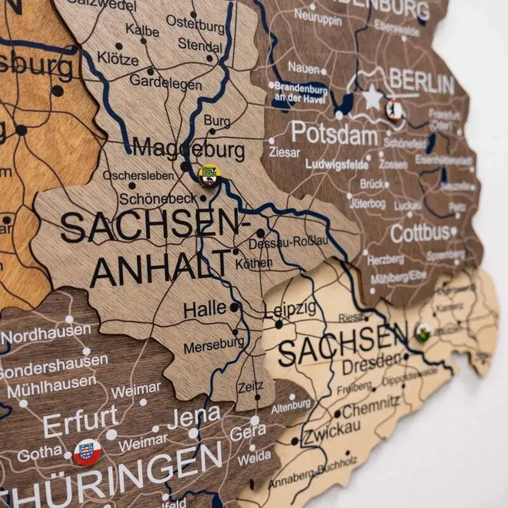 Other wall decoration - 3D Germany Wooden Map Multicolor S Prime Plus - ENJOY THE WOOD