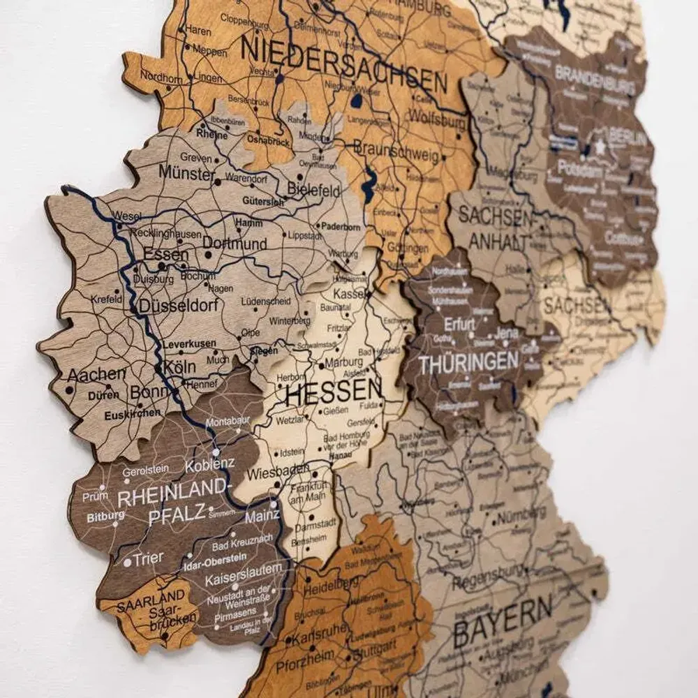 Other wall decoration - 3D Germany Wooden Map Multicolor S Prime Plus - ENJOY THE WOOD