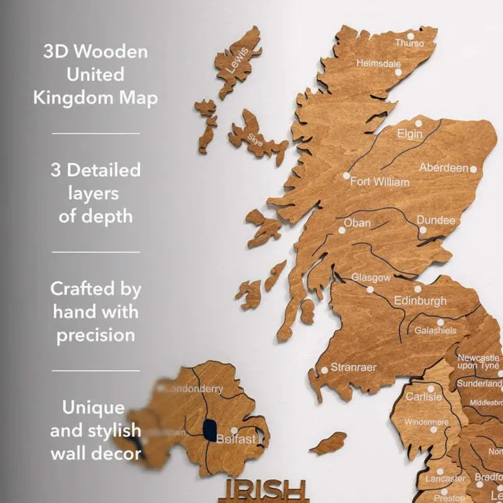 Other wall decoration - 3D Wooden Map of the United Kingdom Oak S Prime Plus - ENJOY THE WOOD