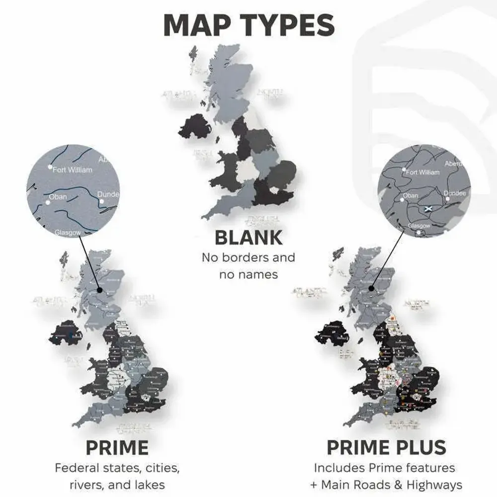 Other wall decoration - 3D Wooden Map of the United Kingdom Nordik M Prime Plus - ENJOY THE WOOD