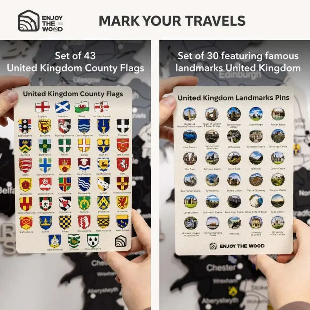 Autres décorations murales - Carte en bois 3D du Royaume-Uni Nordik XL vierge - ENJOY THE WOOD