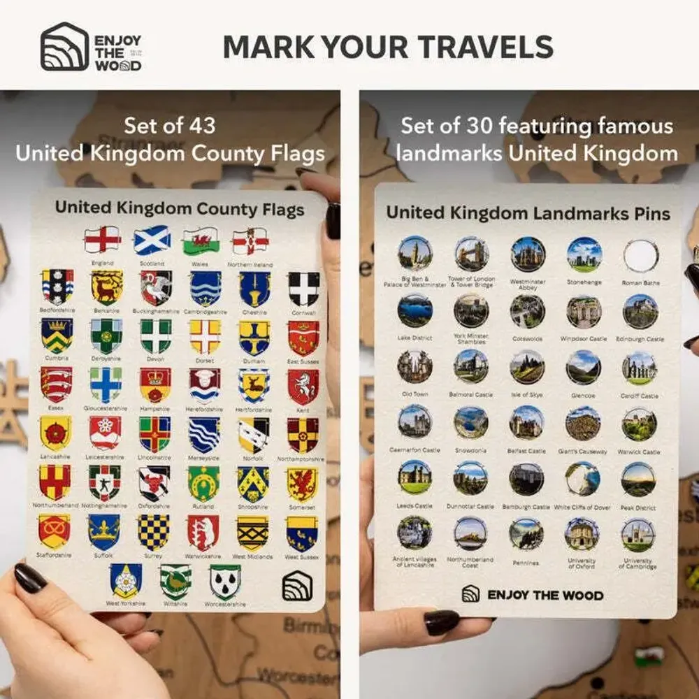 Other wall decoration - 3D Wooden Map of the United Kingdom Gold S Prime Plus - ENJOY THE WOOD