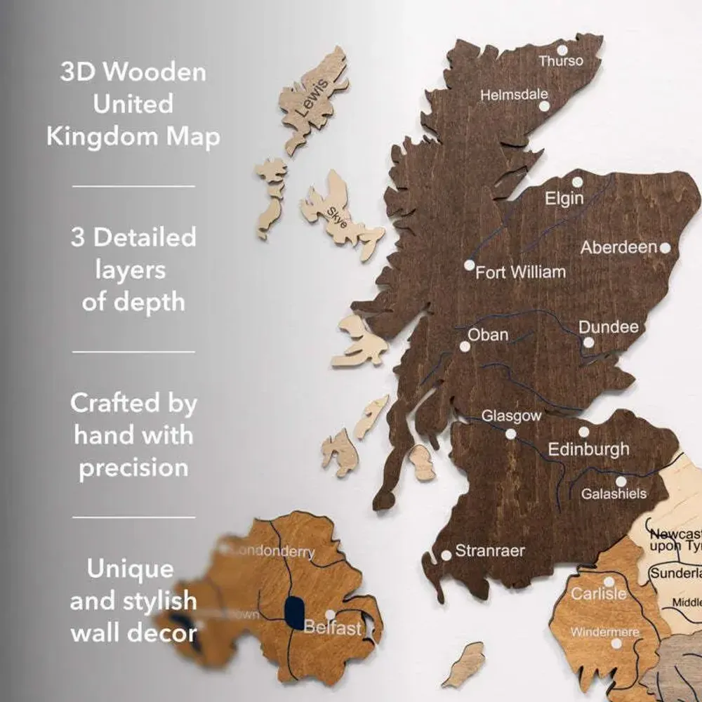 Other wall decoration - 3D Wooden Map of the United Kingdom Multicolor M Prime - ENJOY THE WOOD