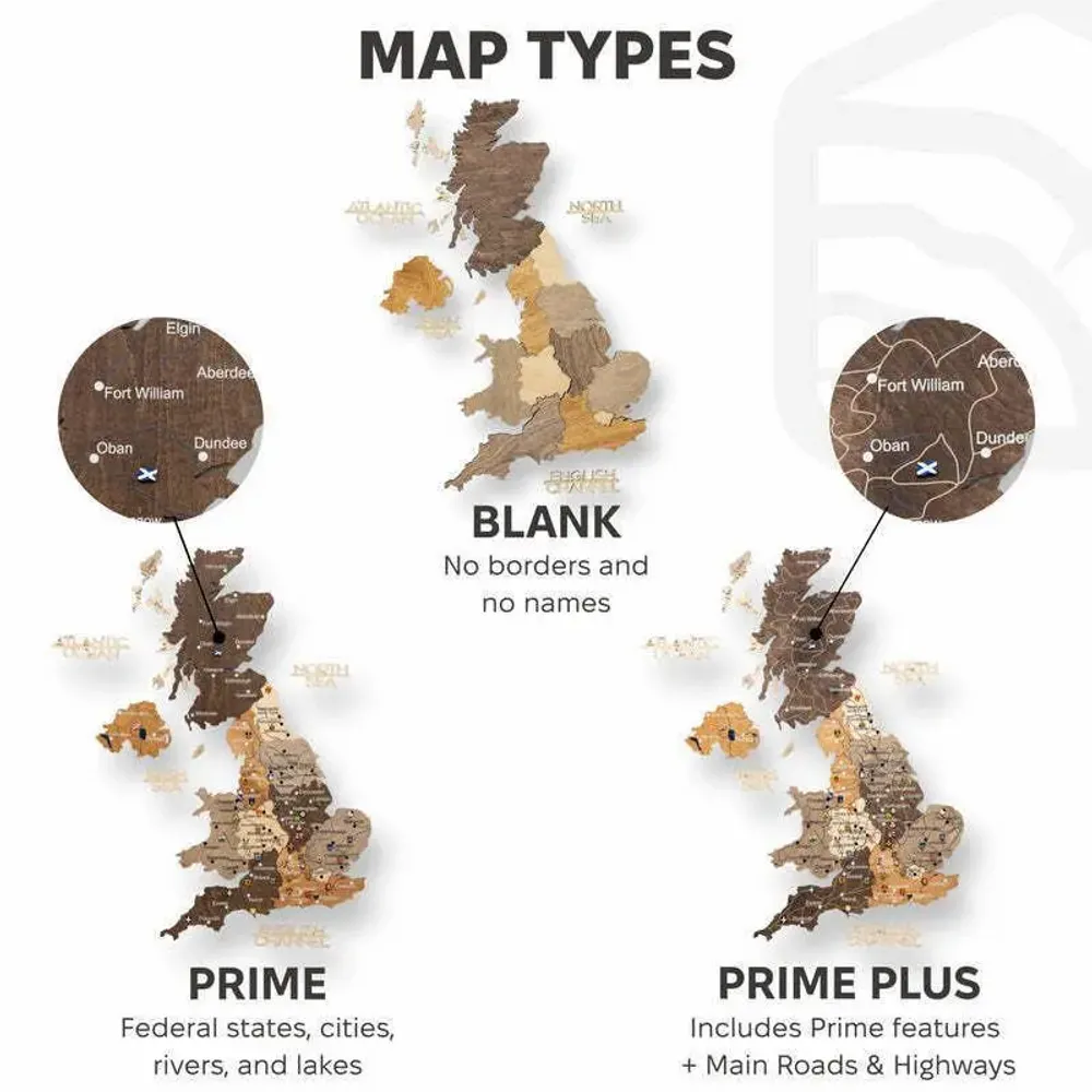 Other wall decoration - 3D Wooden Map of the United Kingdom Multicolor XL Blank - ENJOY THE WOOD