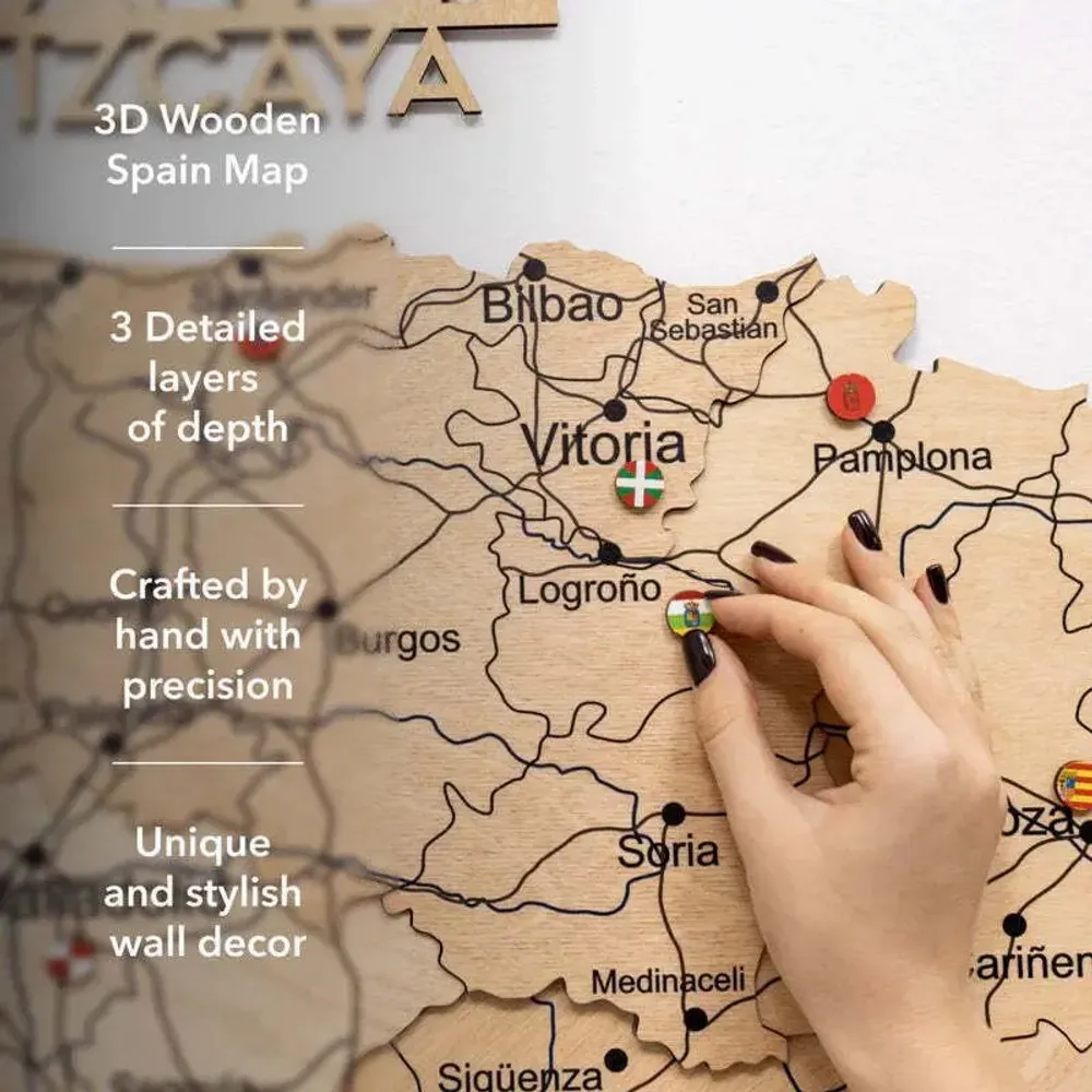 Other wall decoration - Wooden Map of Spain – Gold XL Prime - ENJOY THE WOOD