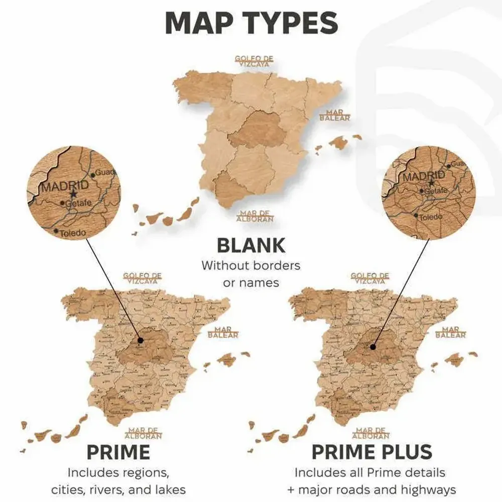 Other wall decoration - Wooden Map of Spain – Gold XL Prime - ENJOY THE WOOD