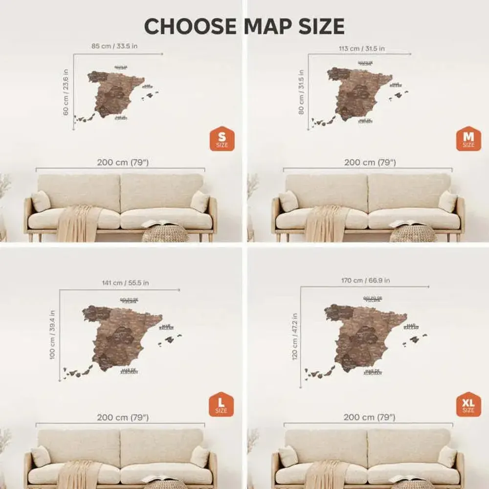 Other wall decoration - Wooden Map of Spain – Dark Walnut XL Prime Plus - ENJOY THE WOOD