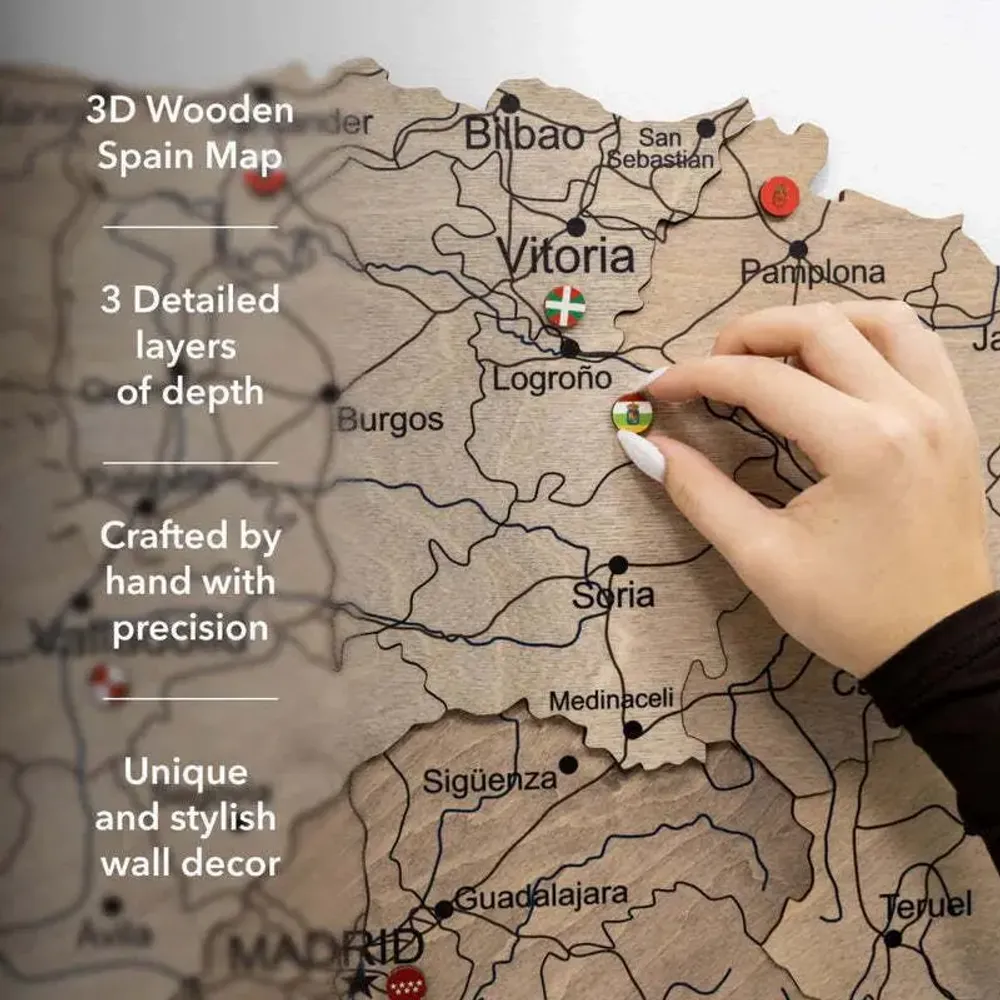 Autres décorations murales - Carte en bois de l'Espagne – Terra S Prime Plus - ENJOY THE WOOD