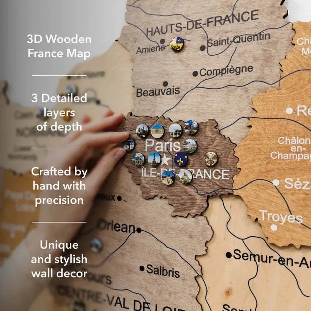 Other wall decoration - Wooden Map of France - Multicolor S Prime - ENJOY THE WOOD