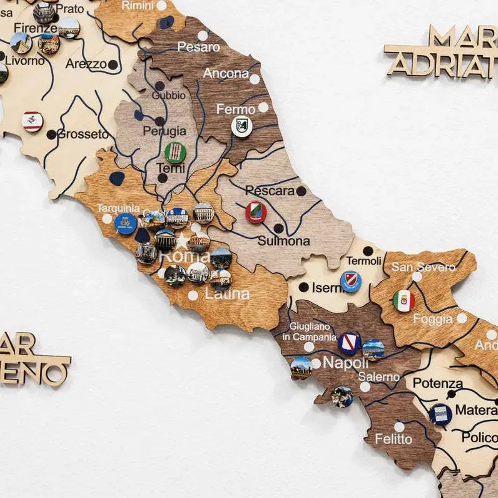 Other wall decoration - Wooden Map of Italy - Multicolor S Prime Plus - ENJOY THE WOOD