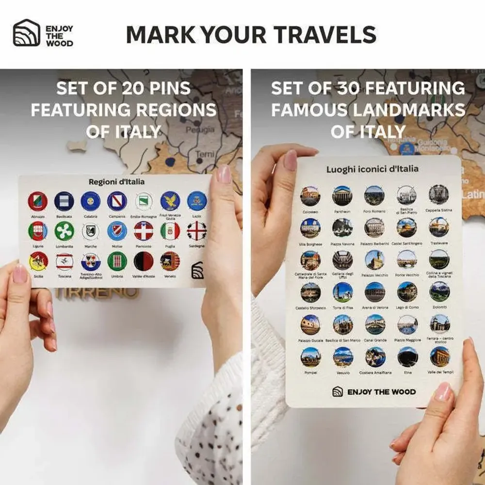 Other wall decoration - Wooden Map of Italy - Multicolor L Prime Plus - ENJOY THE WOOD