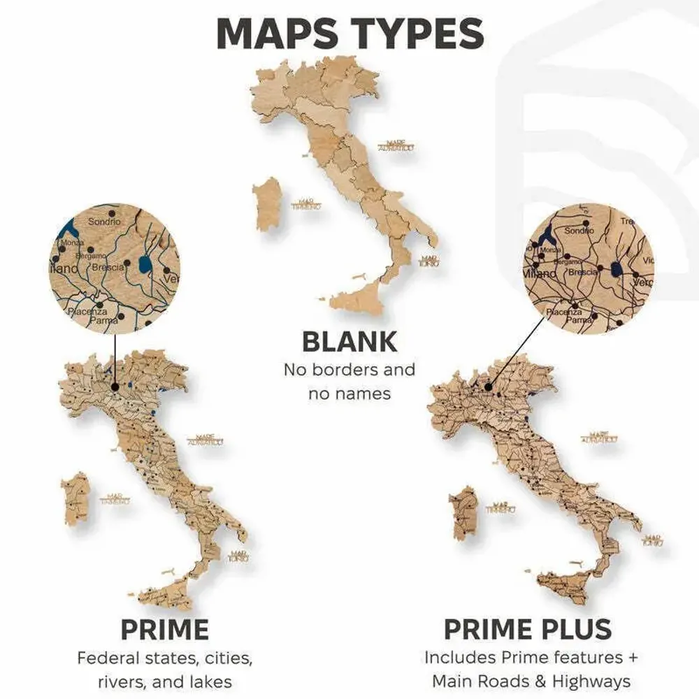 Other wall decoration - Wooden Map of Italy - Gold S Prime - ENJOY THE WOOD
