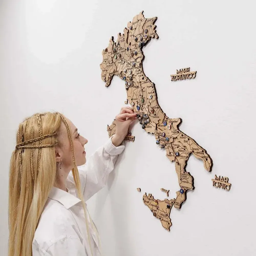 Other wall decoration - Wooden Map of Italy - Gold M Prime Plus - ENJOY THE WOOD