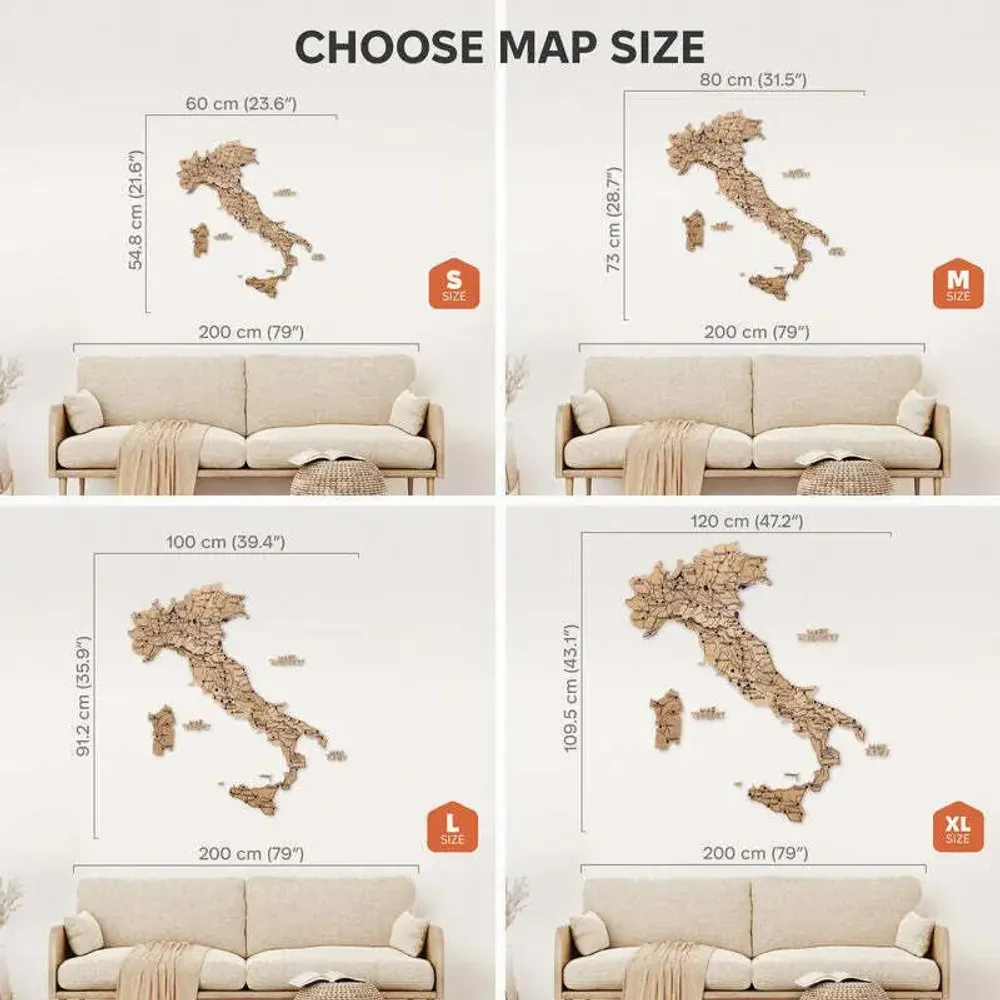 Other wall decoration - Wooden Map of Italy - Gold M Prime Plus - ENJOY THE WOOD