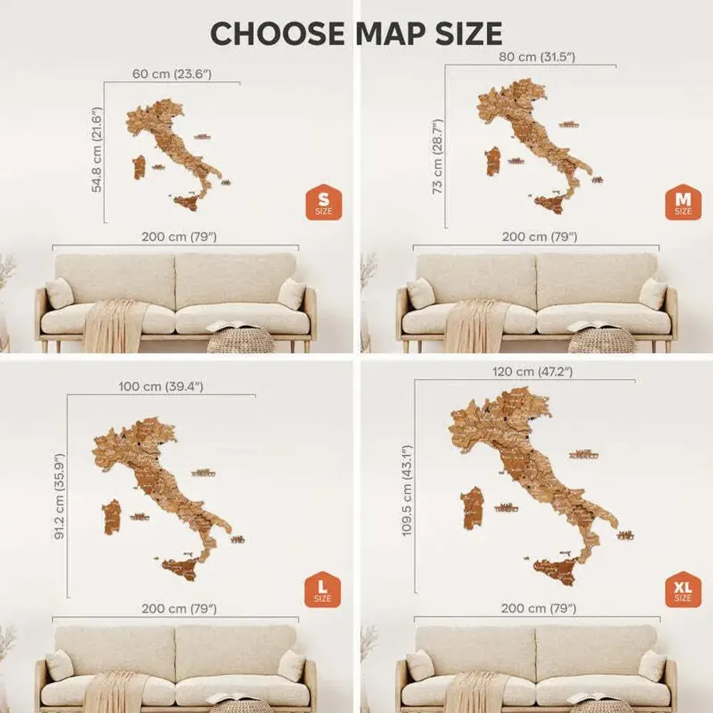 Other wall decoration - Wooden Map of Italy - Oak S Prime - ENJOY THE WOOD