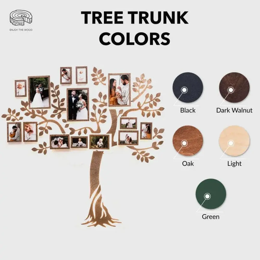 Autres décorations murales - Arbre Généalogique en Bois avec LED - Starlight L Vert LED - ENJOY THE WOOD