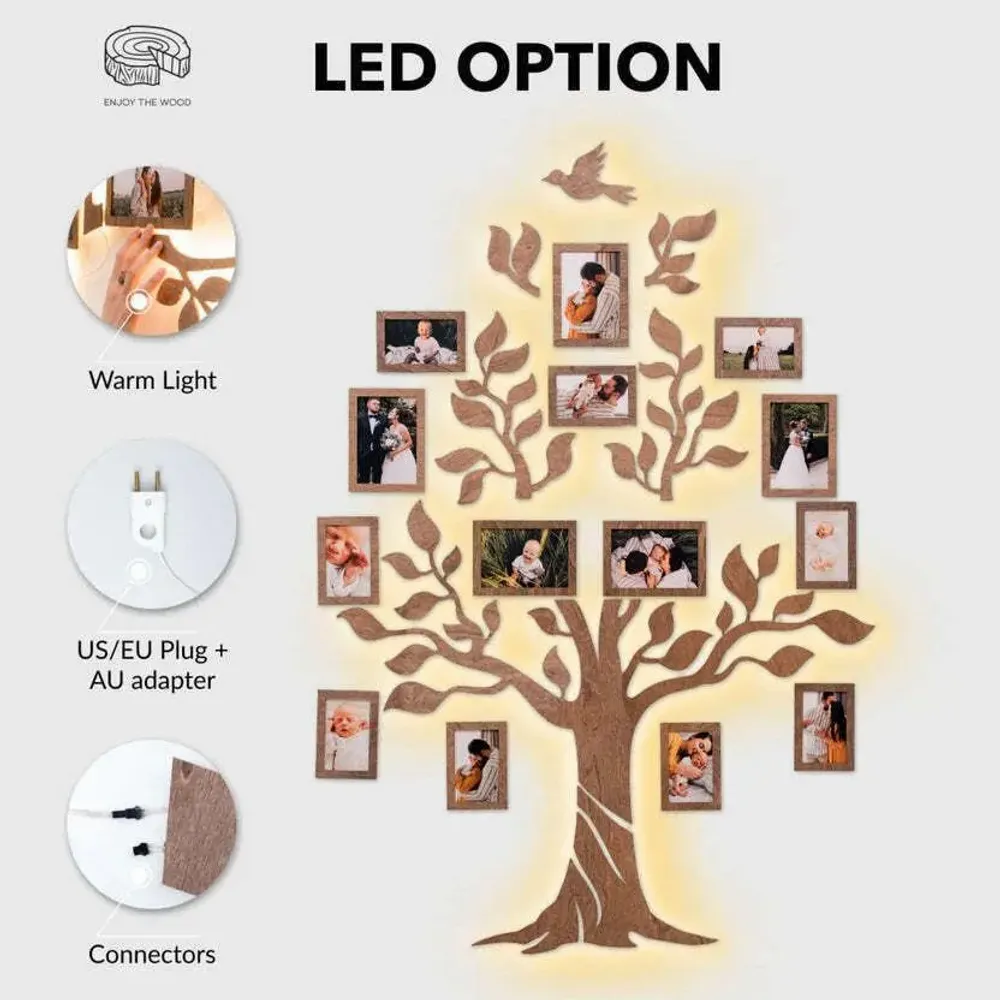 Other wall decoration - Wooden Led Family Tree - Nova M Green LED - ENJOY THE WOOD
