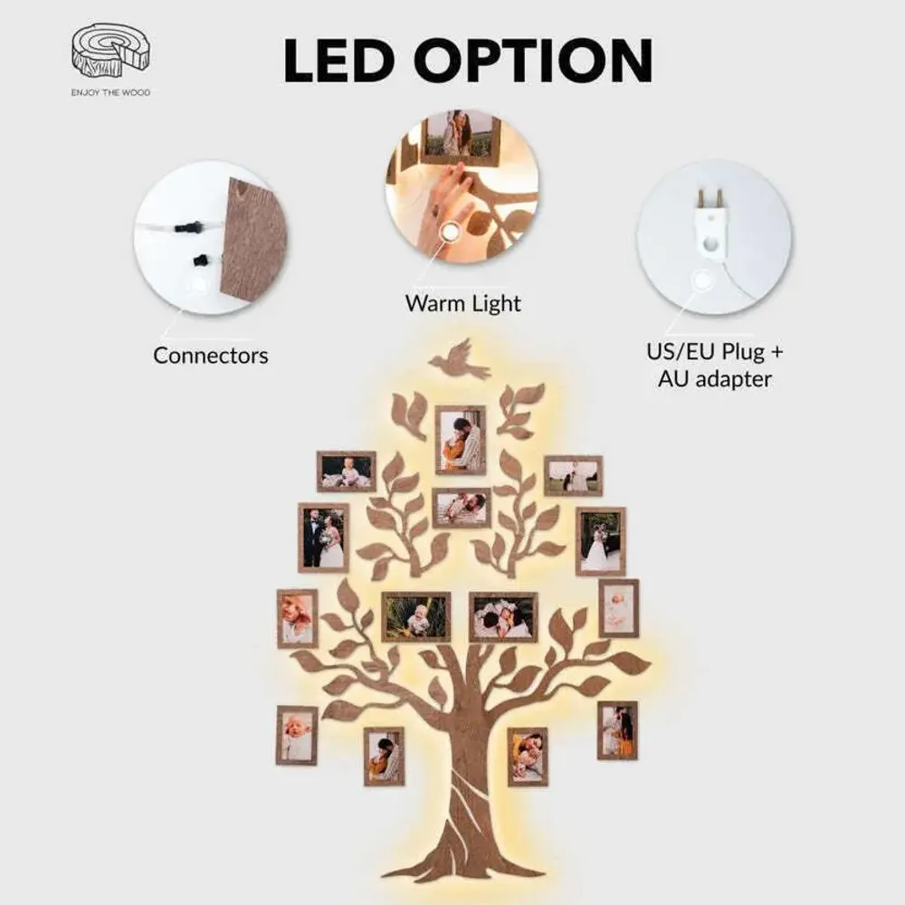 Other wall decoration - Wooden Led Family Tree - Nova L Oak LED - ENJOY THE WOOD