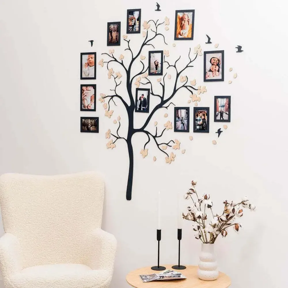 Other wall decoration - Wooden Family Tree - Origins L Pink flowers - ENJOY THE WOOD