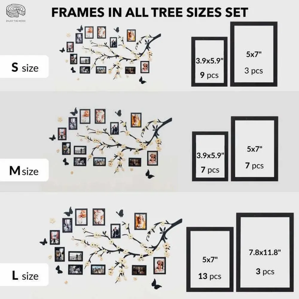 Other wall decoration - Wooden Family Tree - Unity M Red flowers - ENJOY THE WOOD