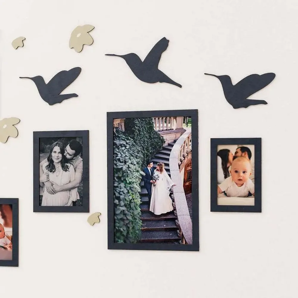 Other wall decoration - Wooden Family Tree - Lineage L Green flowers - ENJOY THE WOOD