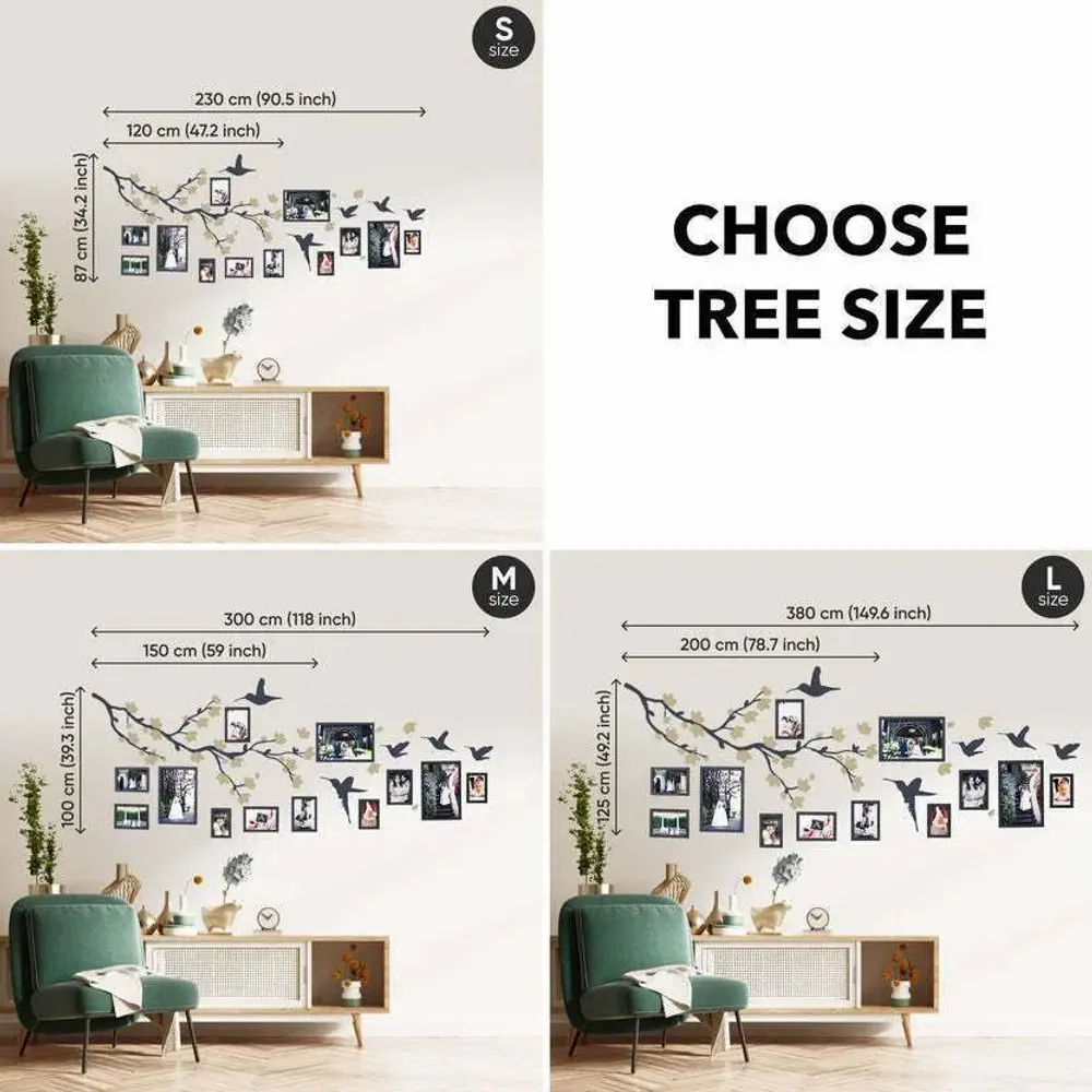 Other wall decoration - Wooden Family Tree - Lineage L Green flowers - ENJOY THE WOOD