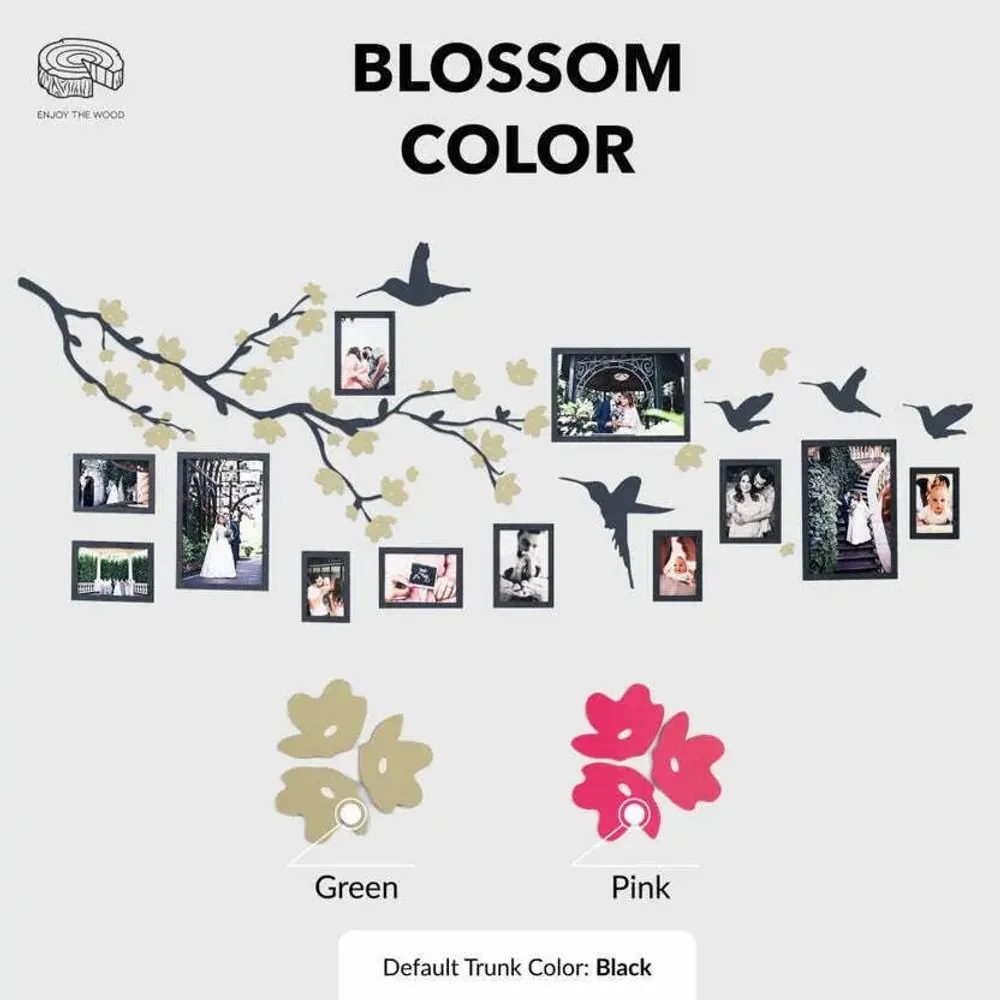 Other wall decoration - Wooden Family Tree - Lineage L Pink flowers - ENJOY THE WOOD