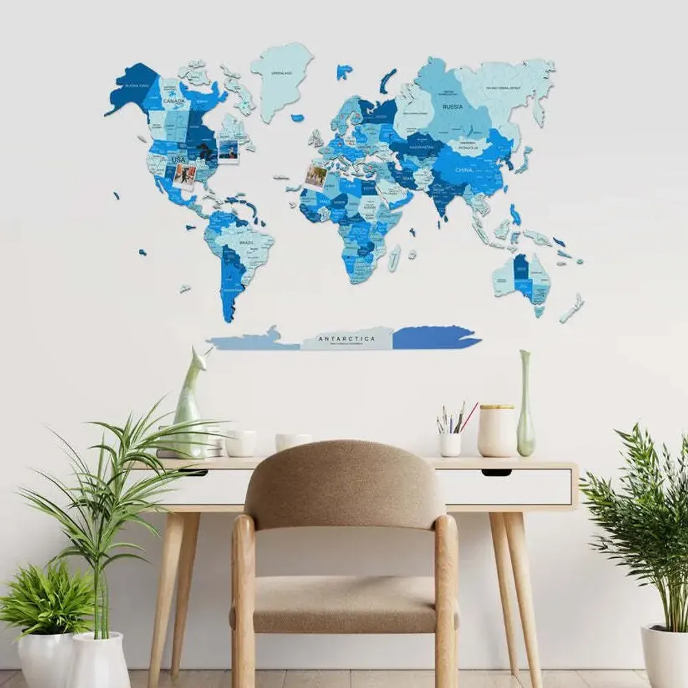 Other wall decoration - 2D Wooden World Map Azure M - ENJOY THE WOOD