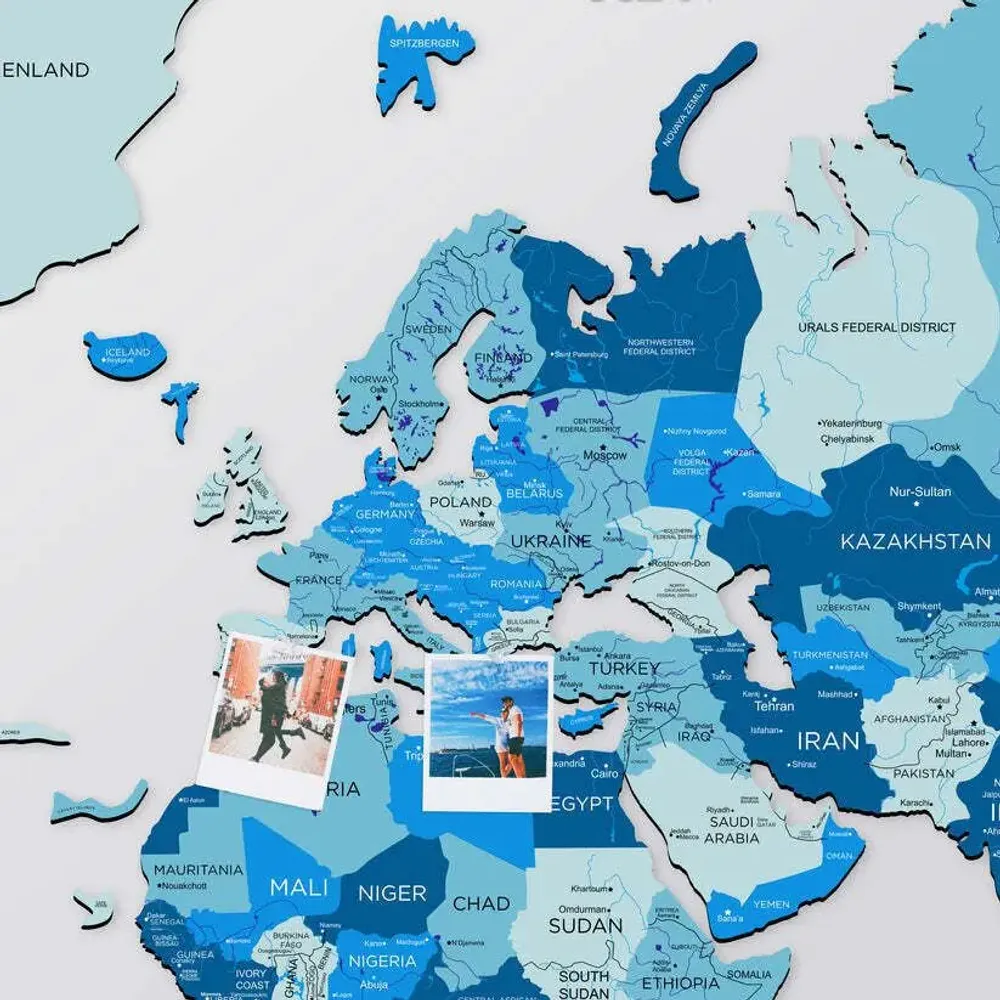Other wall decoration - 2D Wooden World Map Azure XL - ENJOY THE WOOD