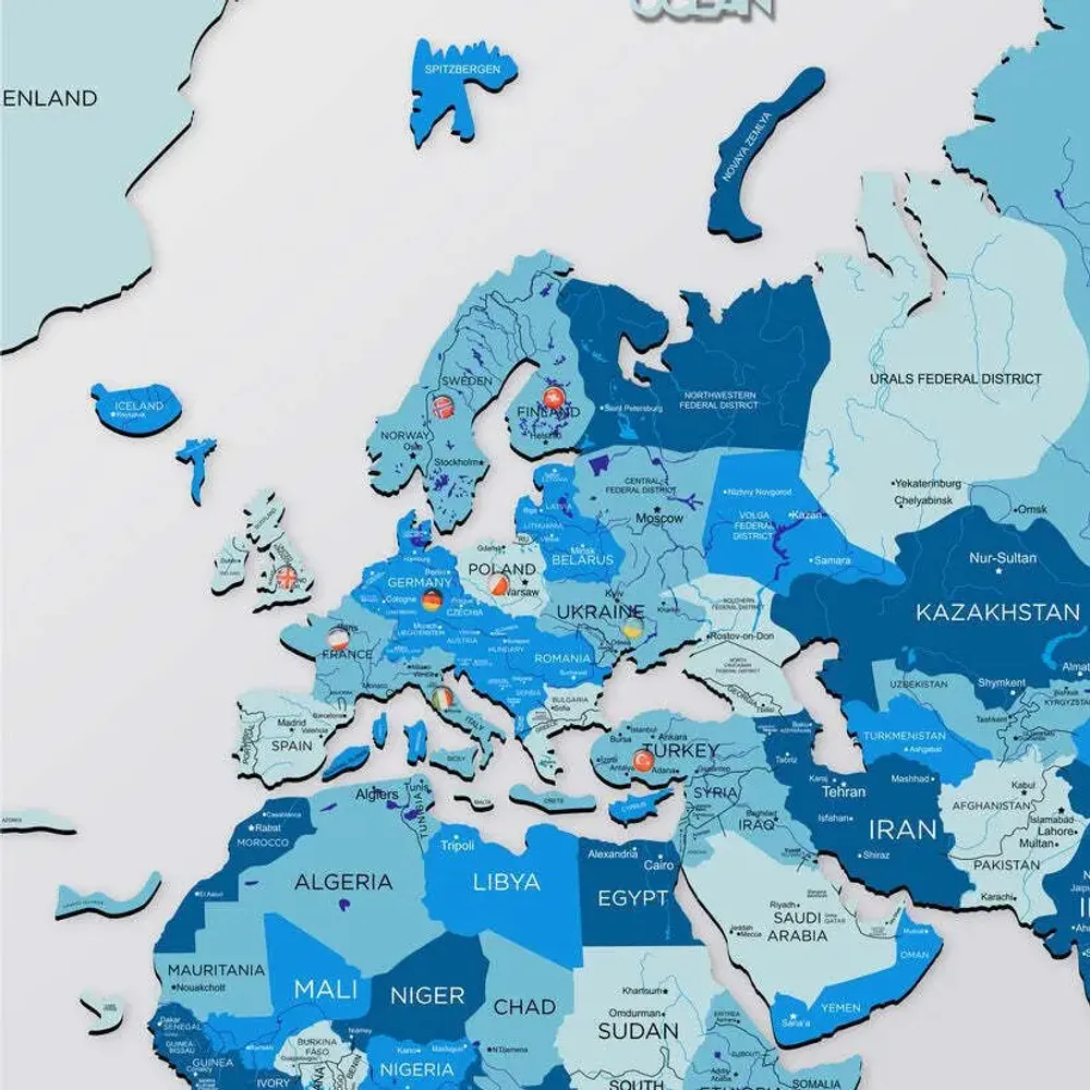Autres décorations murales - Carte du Monde en Bois 2D Azure L - ENJOY THE WOOD