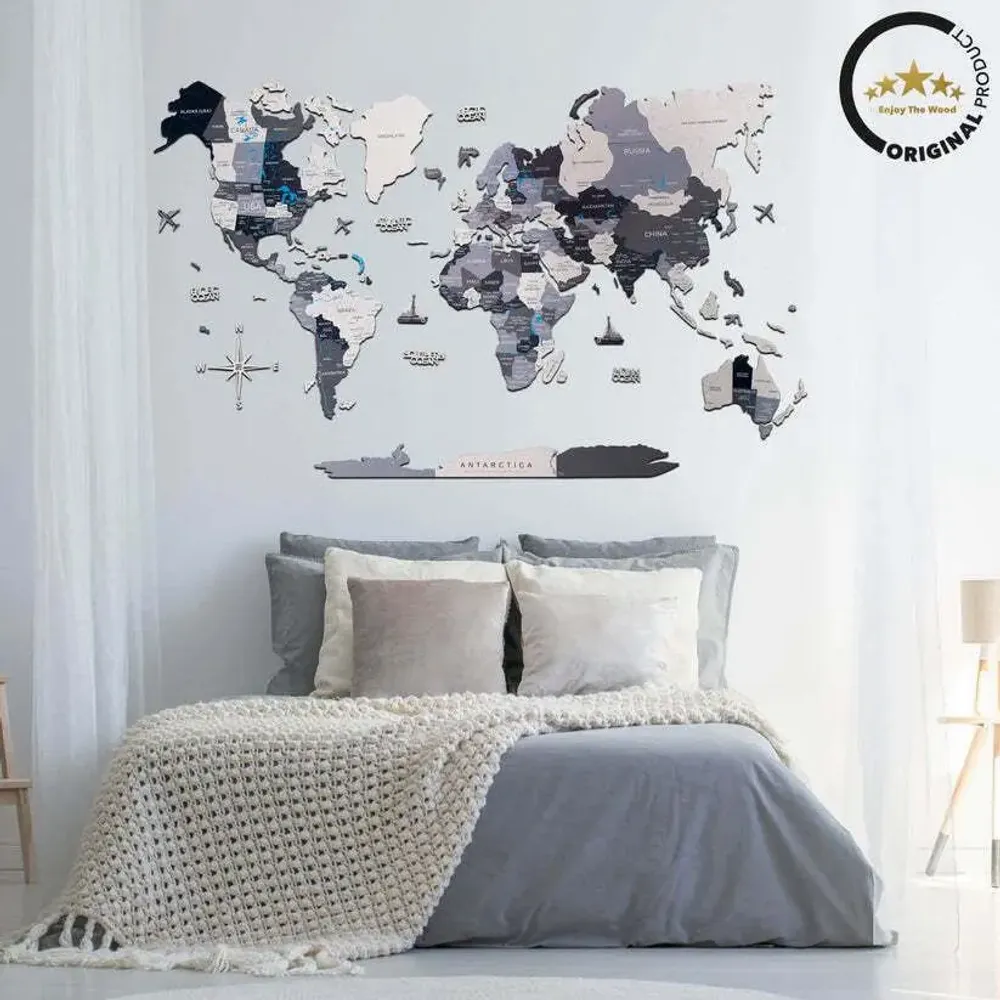Other wall decoration - 2D Wooden World Map Nordik M - ENJOY THE WOOD
