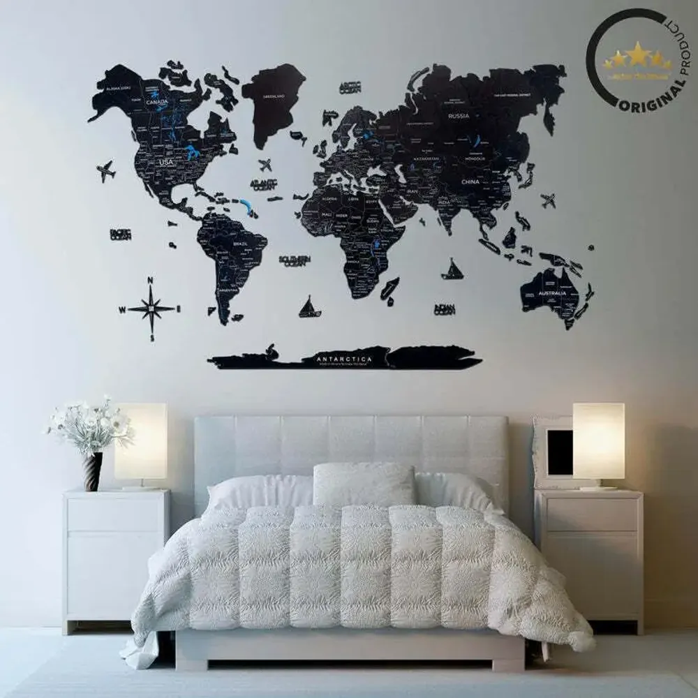 Other wall decoration - 2D Wooden World Map Midnight L - ENJOY THE WOOD