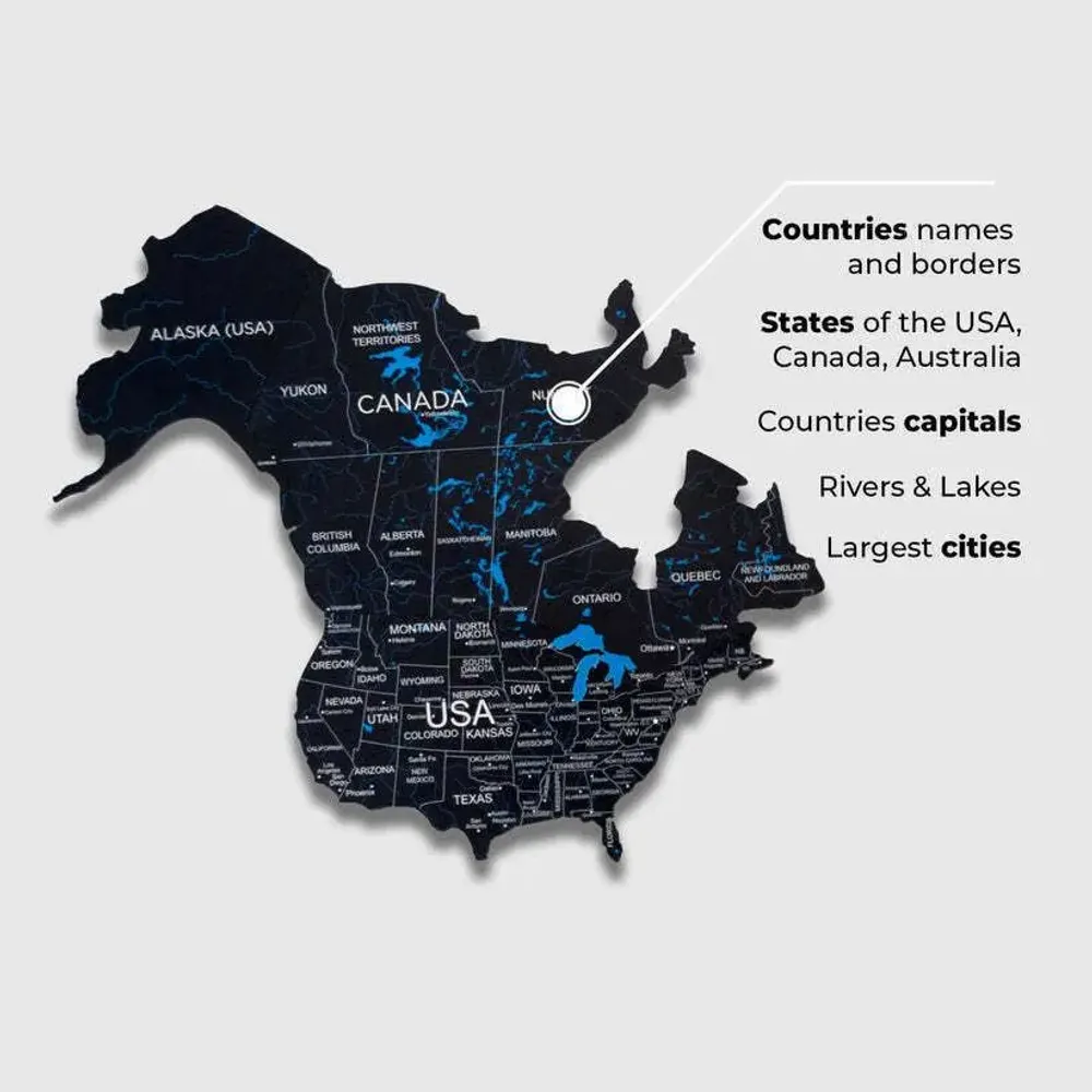 Autres décorations murales - Carte du Monde en Bois 2D Midnight XL - ENJOY THE WOOD