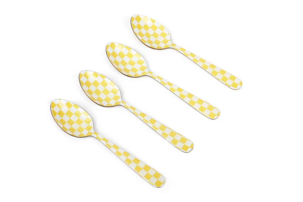 Cutlery set - Enamel Spoon Set — (Set of 4), 5.4 x 1 Inches - CASA AMAROSA